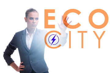 Ecocity ecology concept with businesswoman
