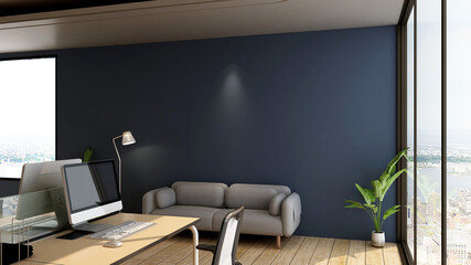 minimalist living room with 3d design interior with sofa