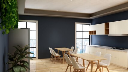 office pantry area 3d render interior design