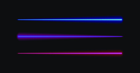 Vector Set of Neon Brushes, Different Colors Moving Lights, Neon Colored Lines.