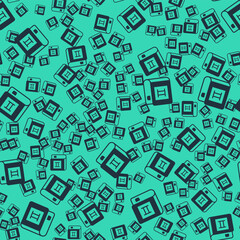 Black Book icon isolated seamless pattern on green background. Second volume. Vector