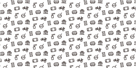Japanese Modern Culture Icon pattern background for website or wrapping paper (Monotone version)