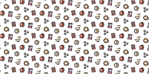 Japanese Modern Culture Icon pattern background for website or wrapping paper (Color icon version)