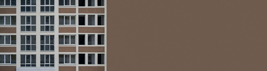 a new house in which part of the windows are inserted. part remains with empty window openings. Granular place to insert text. template for inserting into the site