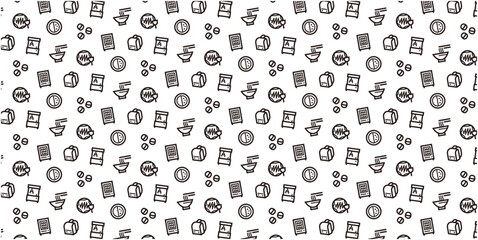 Japanese Modern Culture Icon pattern background for website or wrapping paper (Monotone version)