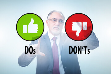 Concept of choosing between dos and donts