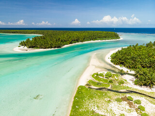 Aerial shot of Nikumaroro Atoll in Kiribati