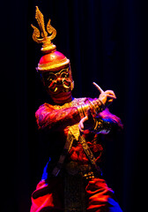 lakhon khol khmer masked dance performer in costume in cambodia - 456671634