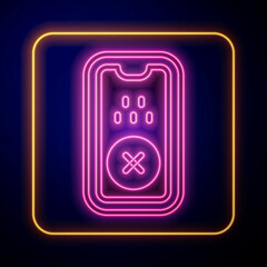 Glowing neon Taxi mobile app icon isolated on black background. Mobile application taxi. Vector