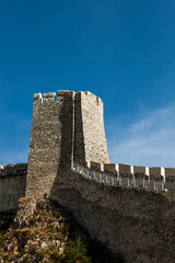 Golubac fortress tower located on Danube River in Serbia