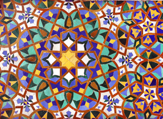 Detail of traditional moroccan mosaic wall, Morocco