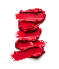 Fototapeta premium Set of red lipstick smears isolated on white background