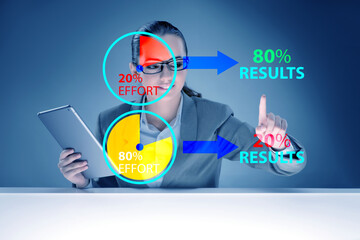 Businesswoman in pareto rule illustration