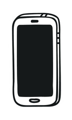 Hand drawn fashion illustration phone and headphones. Creative ink art work. Actual vector drawing