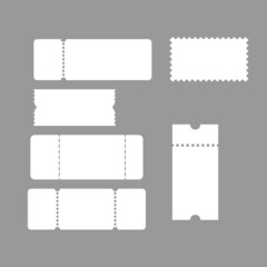 set of ticket templates on grey background