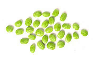 Petai or bitter bean or stink bean on white isolated background  