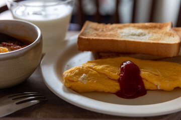 Home made style omelette for breakfast