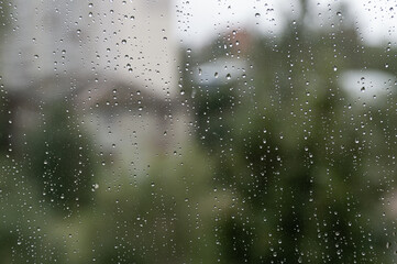 abstract background with raindrops on the glass