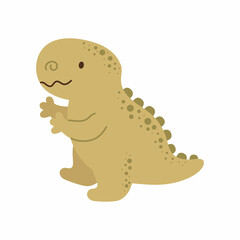 Cute baby dino in scandinavian style. Cartoon dinosaurs animal for kids cards, baby shower, t-shirt, birthday invitation, house interior. Bohemian childish vector illustration.