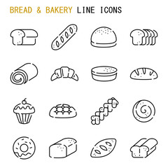 Bread & bakery line icons