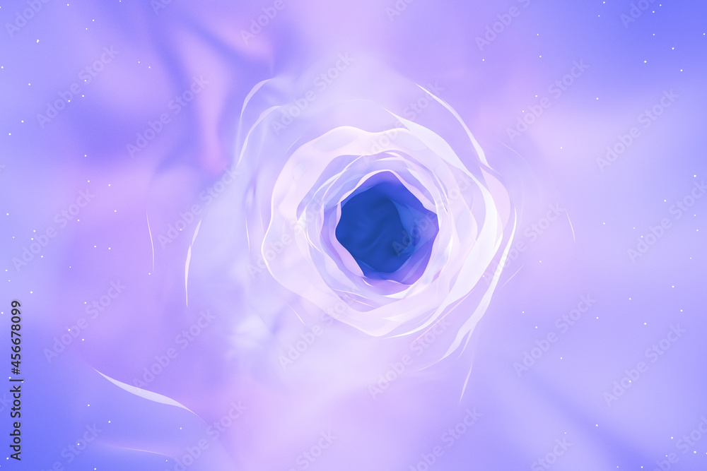 Poster abstract light blue cosmic hole on blurry background. space and abstraction concept. 3d rendering.