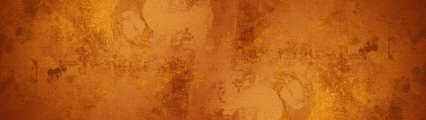 Abstract yellow orange vintage antique watercolor painted paper texture background banner.