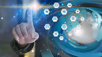 World map connected, social media, social network, globalization business, 3d rendering