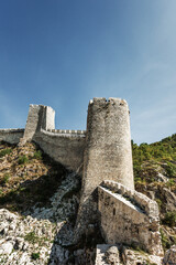 Golubac fortress towers located on Danube River in Serbia