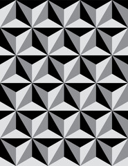 Seamless tile pattern with black grey and light grey triangular tiles.