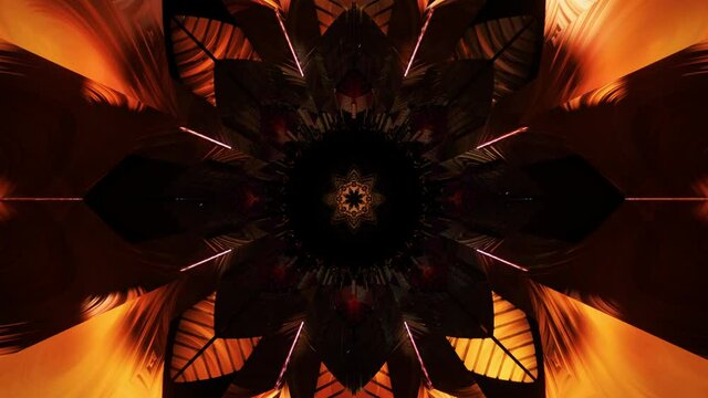 Seamless 4k 3d loop with kaleidoscope infinite patterns colorful design digital art for peaceful virtual hypnotizing lsd trip music video