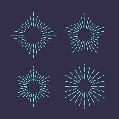 Set of Vintage Sunbursts in Different Shapes. Hipster Vector illustration