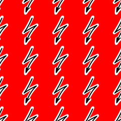 Seamless pattern with Lightning on a red backdrop 