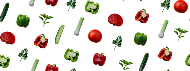 seamless pattern with vegetables on white background top view
