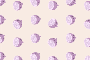 Red onion seamless pattern background. Hand drawn style vector design illustrations.