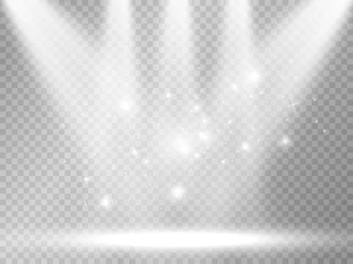 Tafelkleed Vector light sources, concert lighting, spotlights set. Concert spotlight with beam, illuminated spotlights for web design illustration. © vikusandra
