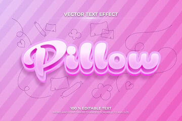 Pillow editable 3d text effect with pink backround color style