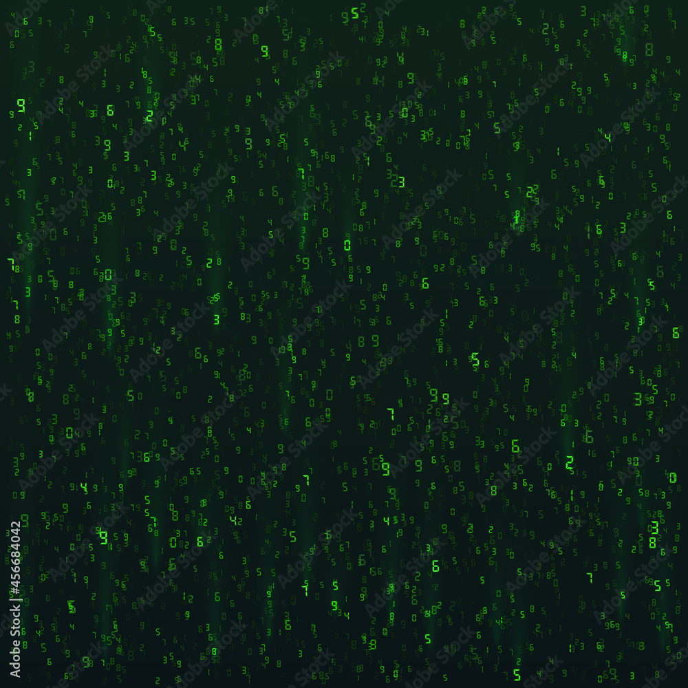 Poster hex code background. digital data stream in green colors. matrix. vector