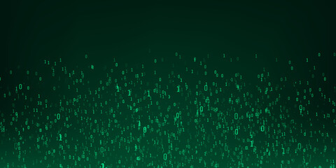 Binary code background. Digital data stream in green colors. Matrix. Vector