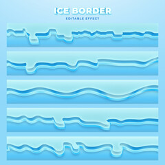 Ice border Editable effect  vector set