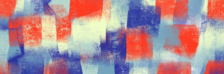 Abstract painting art with red, pastel and blue paint brush for presentation, website background, banner, wall decoration, or t-shirt design