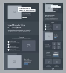 Fotobehang Website template design. Dark landing page site wireframe. One page site layout interface for your company. © Gooder