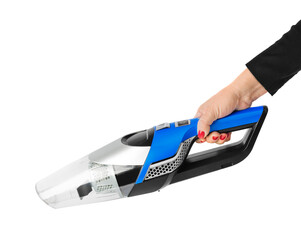 Cordless vacuum cleaner in hand