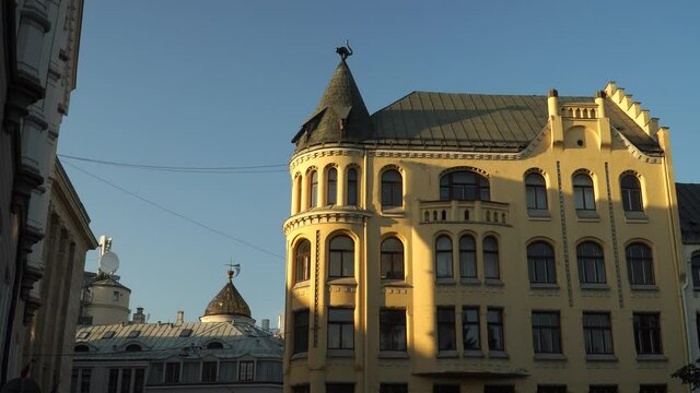 The Cat House, located in the old town of Riga, Latvia is a famous historical built-in 1909 building designed by an architect who is regarded as one of the pioneers of Riga Art Nouveau architecture.