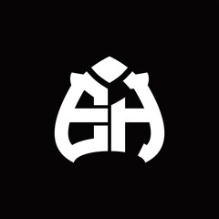 EH Logo monogram with spade shape design template