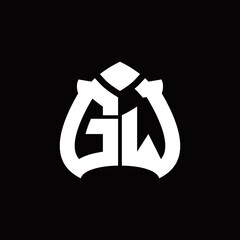 GW Logo monogram with spade shape design template