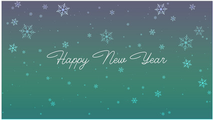 Fototapeta na wymiar Happy new year script text on background with snows vector stock illustration