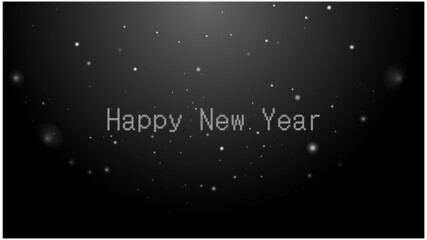 Obraz premium Happy new year text on dark gray background with circle dots vector stock illustration