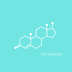 Fototapeta premium Testosterone molecula structure. line icon isolated on blue background.