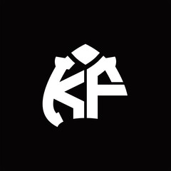Naklejka premium KF Logo monogram with spade shape design template