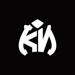 KN Logo monogram with spade shape design template